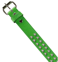 GREEN WITH SKULL STUDS